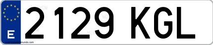 Ejemplo de matrícula de coche ordinaria 2129 KGL