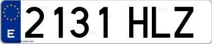 Ejemplo de matrícula española 2131 HLZ
