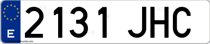 Ejemplo de matrícula de coche ordinaria 2131 JHC