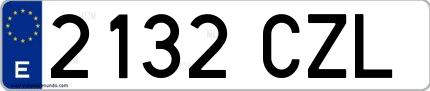 Ejemplo de matrícula española 2132 CZL