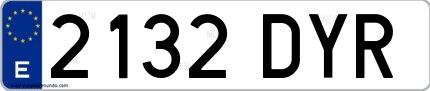 Ejemplo de matrícula española 2132 DYR