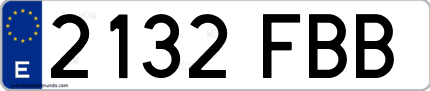 Ejemplo de matrícula de coche ordinaria 2132 FBB