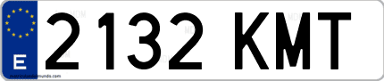 Ejemplo de matrícula de coche ordinaria 2132 KMT