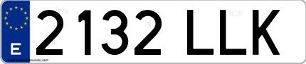 Ejemplo de matrícula de coche ordinaria 2132 LLK