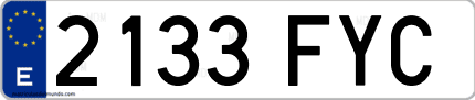 Ejemplo de matrícula de coche ordinaria 2133 FYC