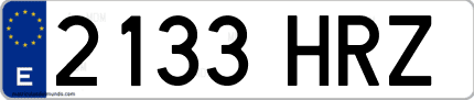 Ejemplo de matrícula de coche ordinaria 2133 HRZ