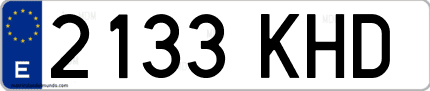 Ejemplo de matrícula de coche ordinaria 2133 KHD