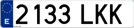 Ejemplo de matrícula de coche ordinaria 2133 LKK