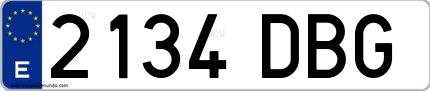 Ejemplo de matrícula española 2134 DBG