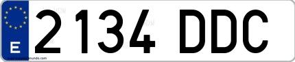 Ejemplo de matrícula española 2134 DDC