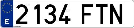 Ejemplo de matrícula española 2134 FTN