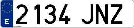 Ejemplo de matrícula española 2134 JNZ