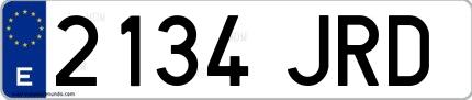 Ejemplo de matrícula de coche ordinaria 2134 JRD