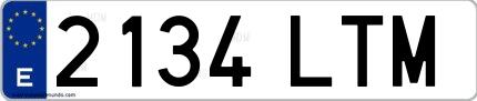 Ejemplo de matrícula española 2134 LTM