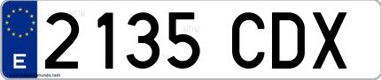 Ejemplo de matrícula española 2135 CDX