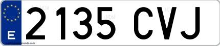 Ejemplo de matrícula española 2135 CVJ
