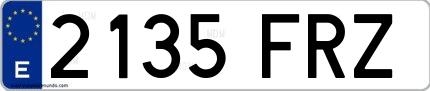 Ejemplo de matrícula de coche ordinaria 2135 FRZ