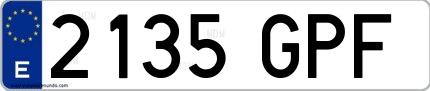 Ejemplo de matrícula española 2135 GPF