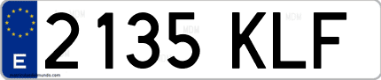 Ejemplo de matrícula de coche ordinaria 2135 KLF