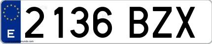 Ejemplo de matrícula española 2136 BZX