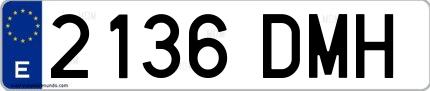 Ejemplo de matrícula española 2136 DMH
