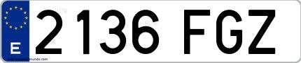 Ejemplo de matrícula española 2136 FGZ