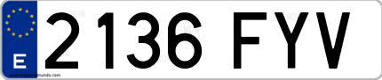 Ejemplo de matrícula de coche ordinaria 2136 FYV