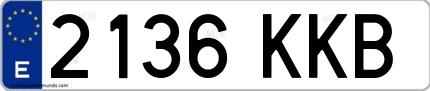 Ejemplo de matrícula española 2136 KKB