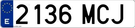 Ejemplo de matrícula española 2136 MCJ