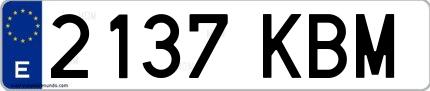 Ejemplo de matrícula española 2137 KBM