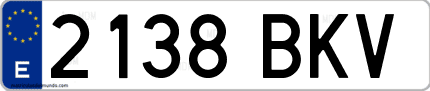 Ejemplo de matrícula de coche ordinaria 2138 BKV
