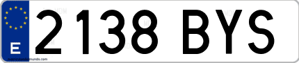 Ejemplo de matrícula de coche ordinaria 2138 BYS