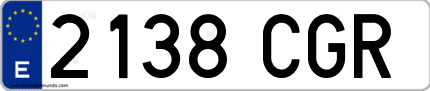 Ejemplo de matrícula de coche ordinaria 2138 CGR