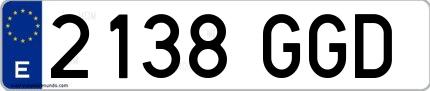 Ejemplo de matrícula española 2138 GGD