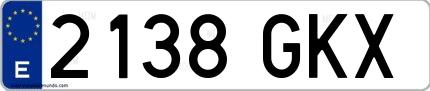 Ejemplo de matrícula española 2138 GKX
