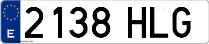 Ejemplo de matrícula de coche ordinaria 2138 HLG