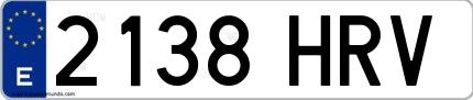 Ejemplo de matrícula española 2138 HRV