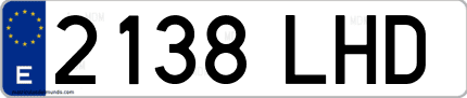 Ejemplo de matrícula de coche ordinaria 2138 LHD