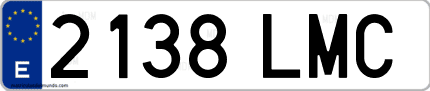 Ejemplo de matrícula de coche ordinaria 2138 LMC