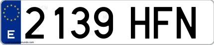 Ejemplo de matrícula española 2139 HFN