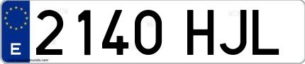 Ejemplo de matrícula de coche ordinaria 2140 HJL