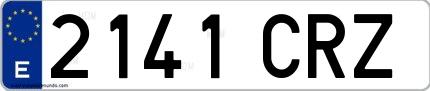 Ejemplo de matrícula española 2141 CRZ