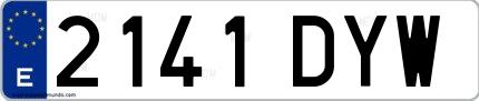 Ejemplo de matrícula española 2141 DYW