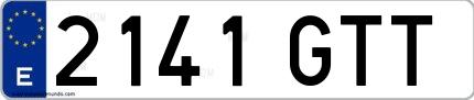 Ejemplo de matrícula española 2141 GTT