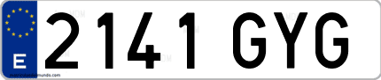 Ejemplo de matrícula de coche ordinaria 2141 GYG