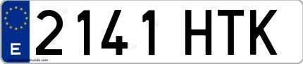 Ejemplo de matrícula española 2141 HTK