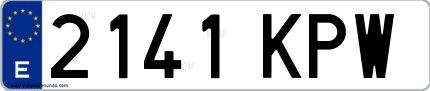 Ejemplo de matrícula española 2141 KPW