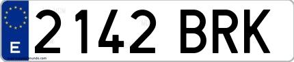 Ejemplo de matrícula española 2142 BRK