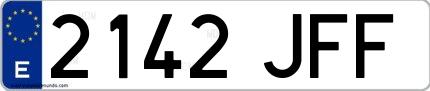 Ejemplo de matrícula española 2142 JFF