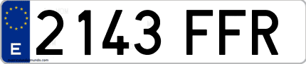 Ejemplo de matrícula de coche ordinaria 2143 FFR
